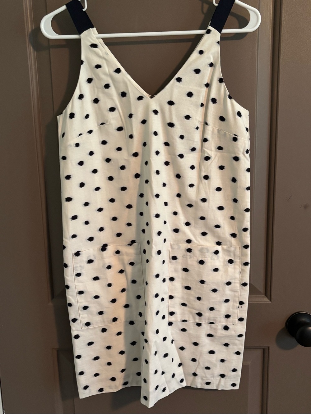 Ann Taylor White Midi Dress with Black Polka Dots